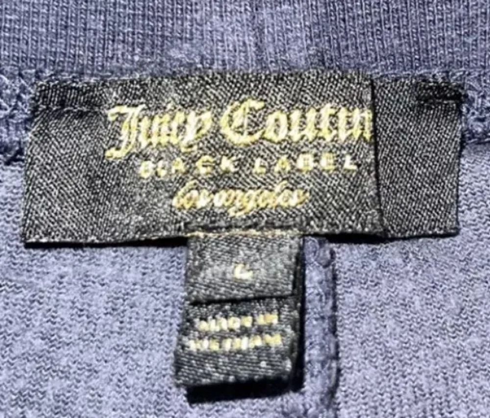 Vintage Juicy Couture Black Label Velvet Joggers Size Large Navy Y2K - Image 3