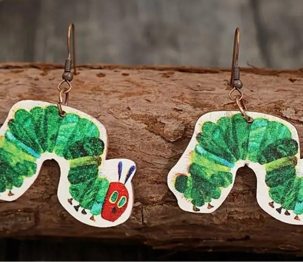 Very Hungry  Dangle Wooden Earrings - Image 2