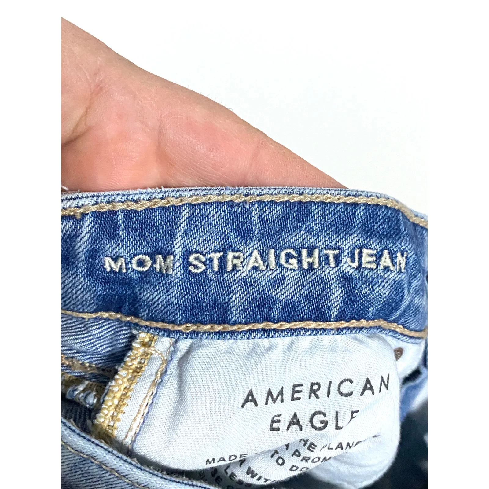 American Eagle Mom Straight Jeans Womens 0 Long Distressed Grunge Y2K Ripped - Image 7