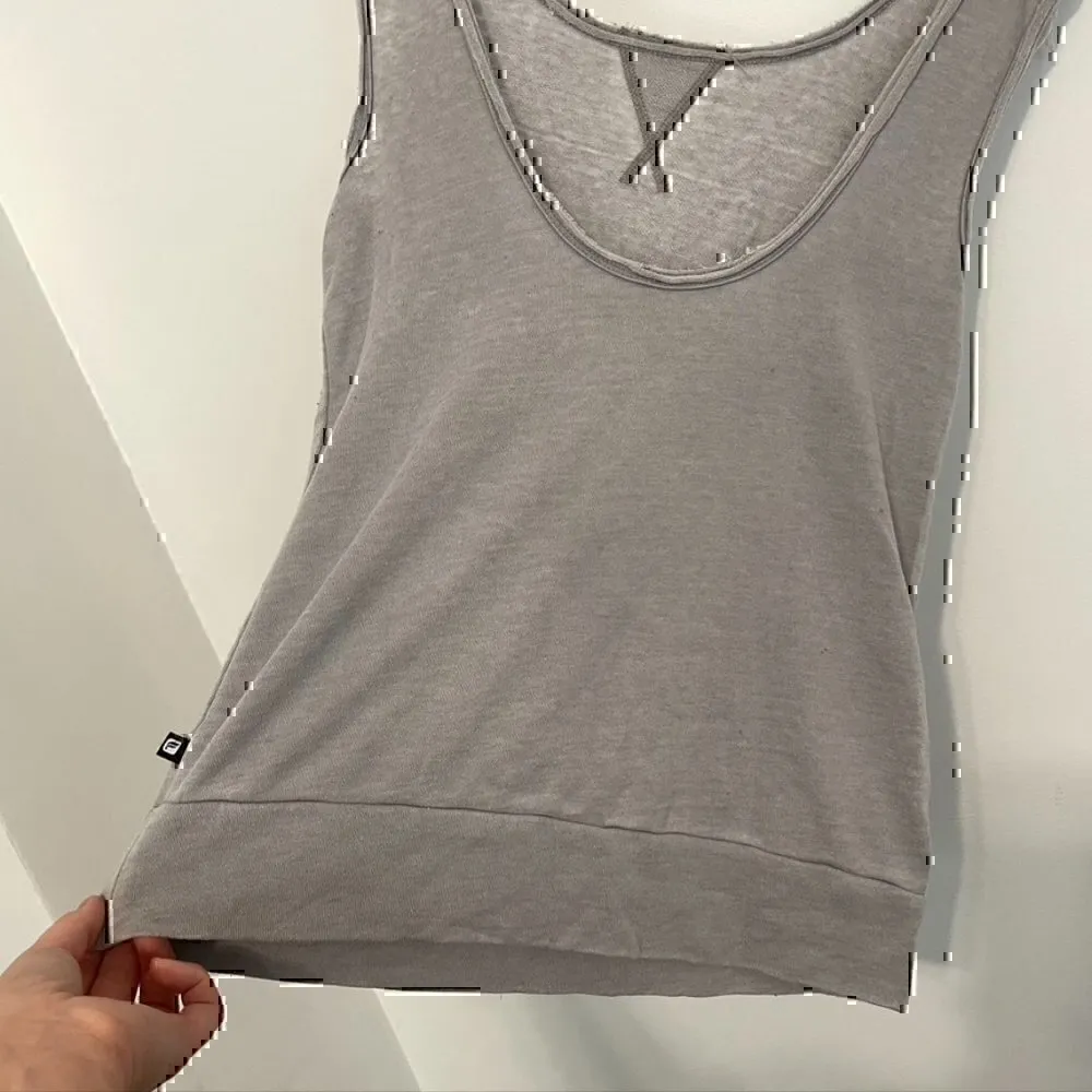 FABLETICS Tennyson Pullover Light Gray Scoop Neck Low Back French Terry Tank Top - Image 10