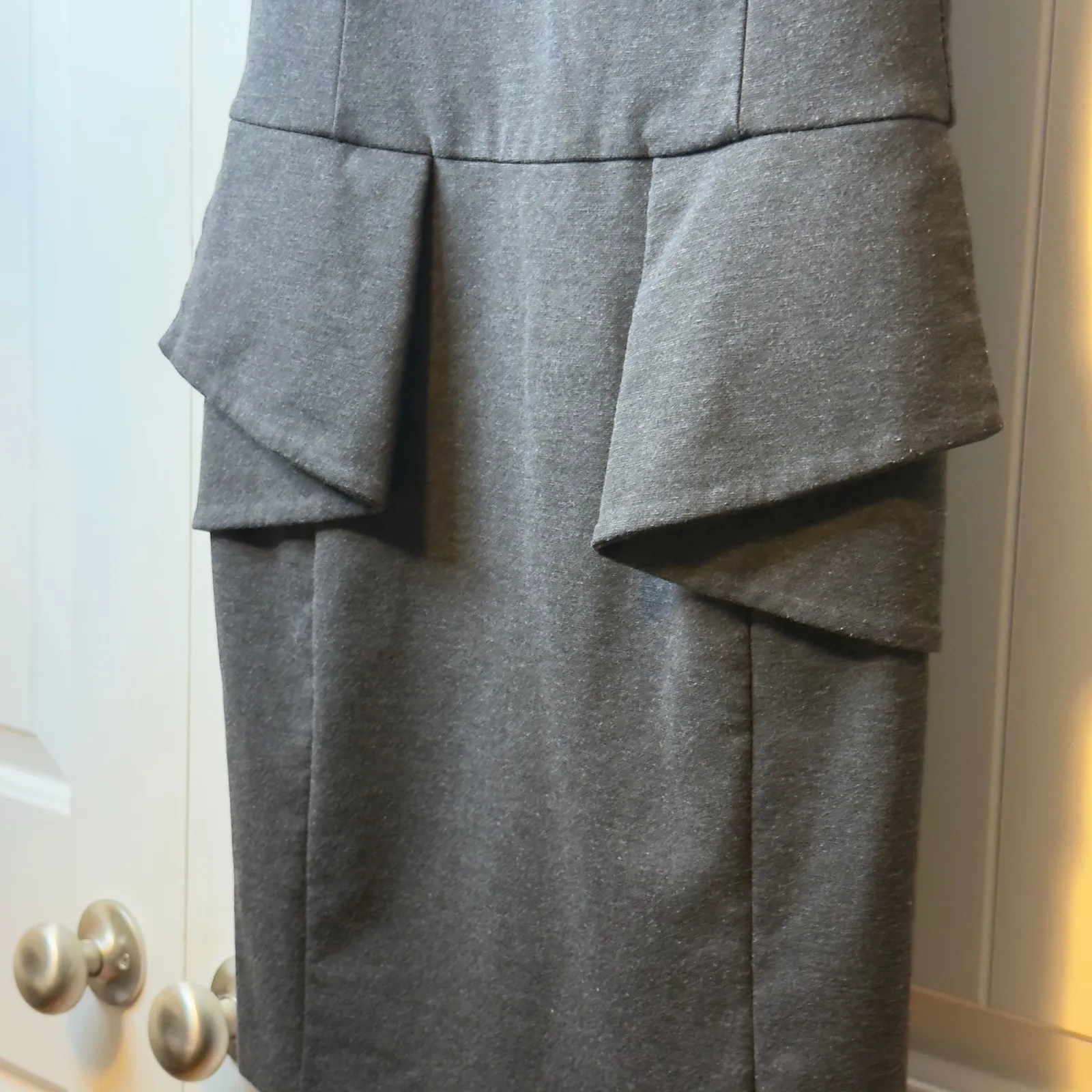 MICHAEL Michael Kors Women Charcoal Grey Sleeveless Peplum Sheath Dress Size 8 - Image 13