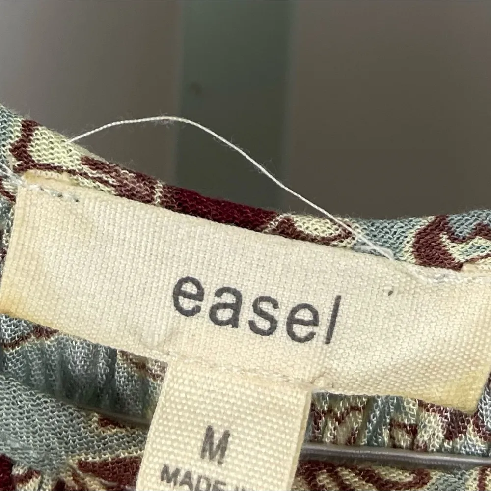 Easel Medium Boho Sunflower Floral Cold Shoulder Tassel Pleat Flowy Dress Loose - Image 5