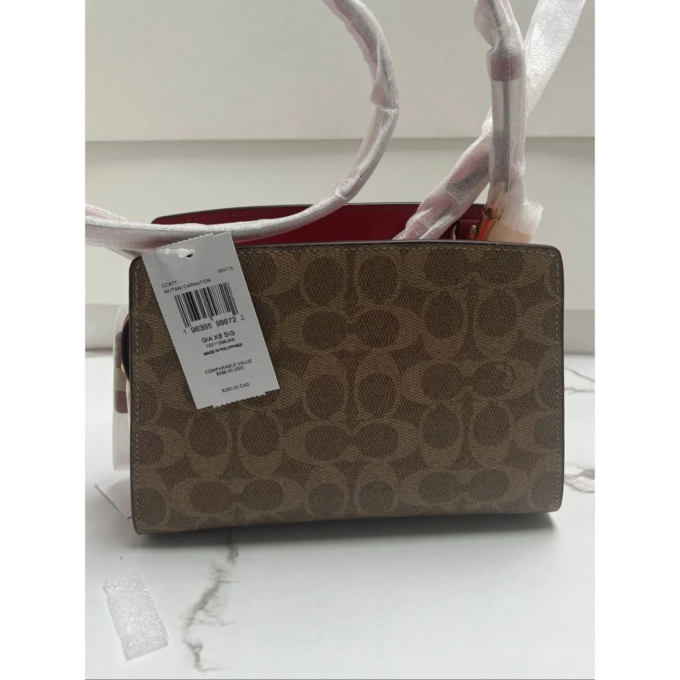 🔥🎁NWT! Coach Gia Crossbody Bag In Sig Canvas Tan/Carnation CCK77 Msrp: $298.00 - Image 3