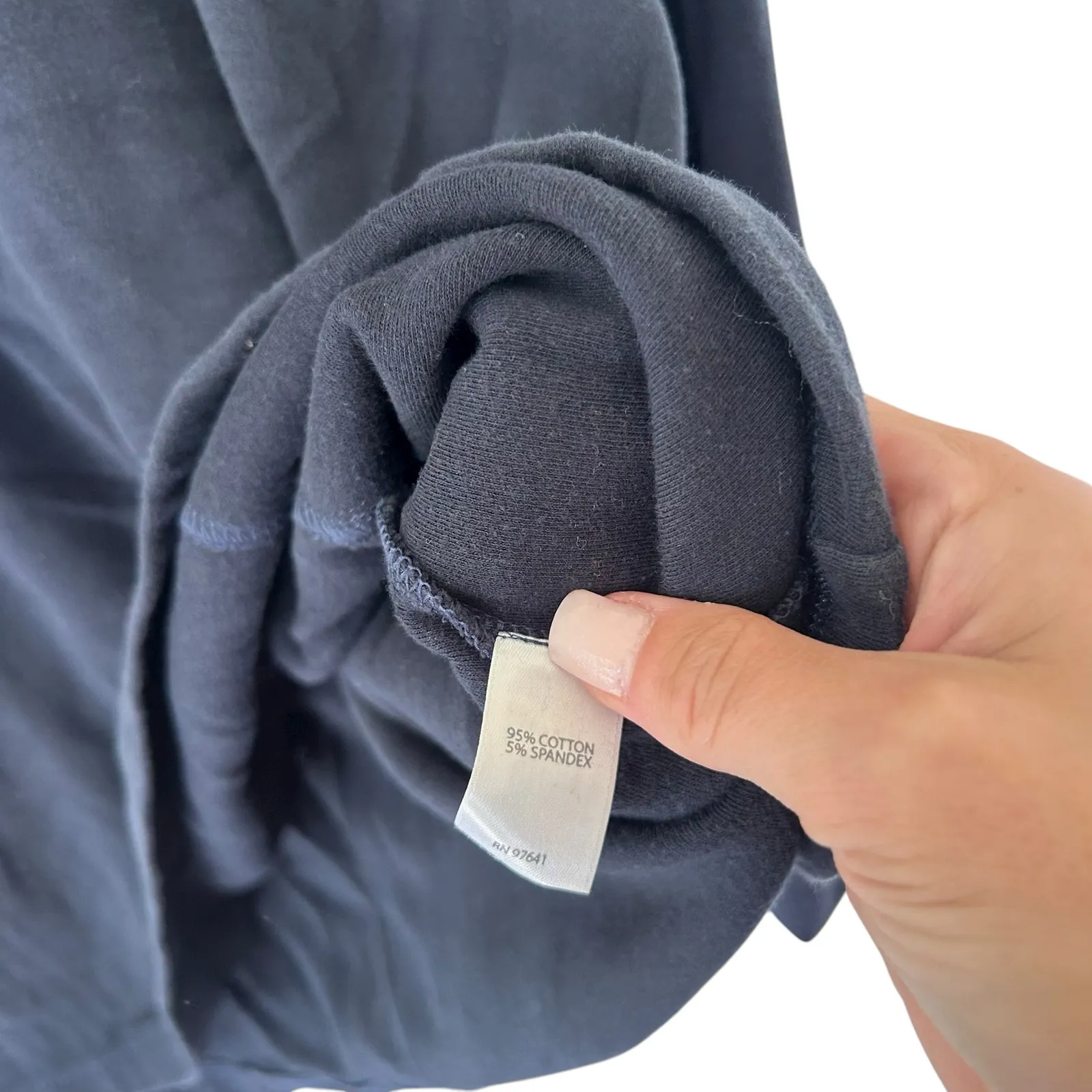 J. Jill Pure Jill Navy Blue Popover Hooded Shirt Sz M - Image 3