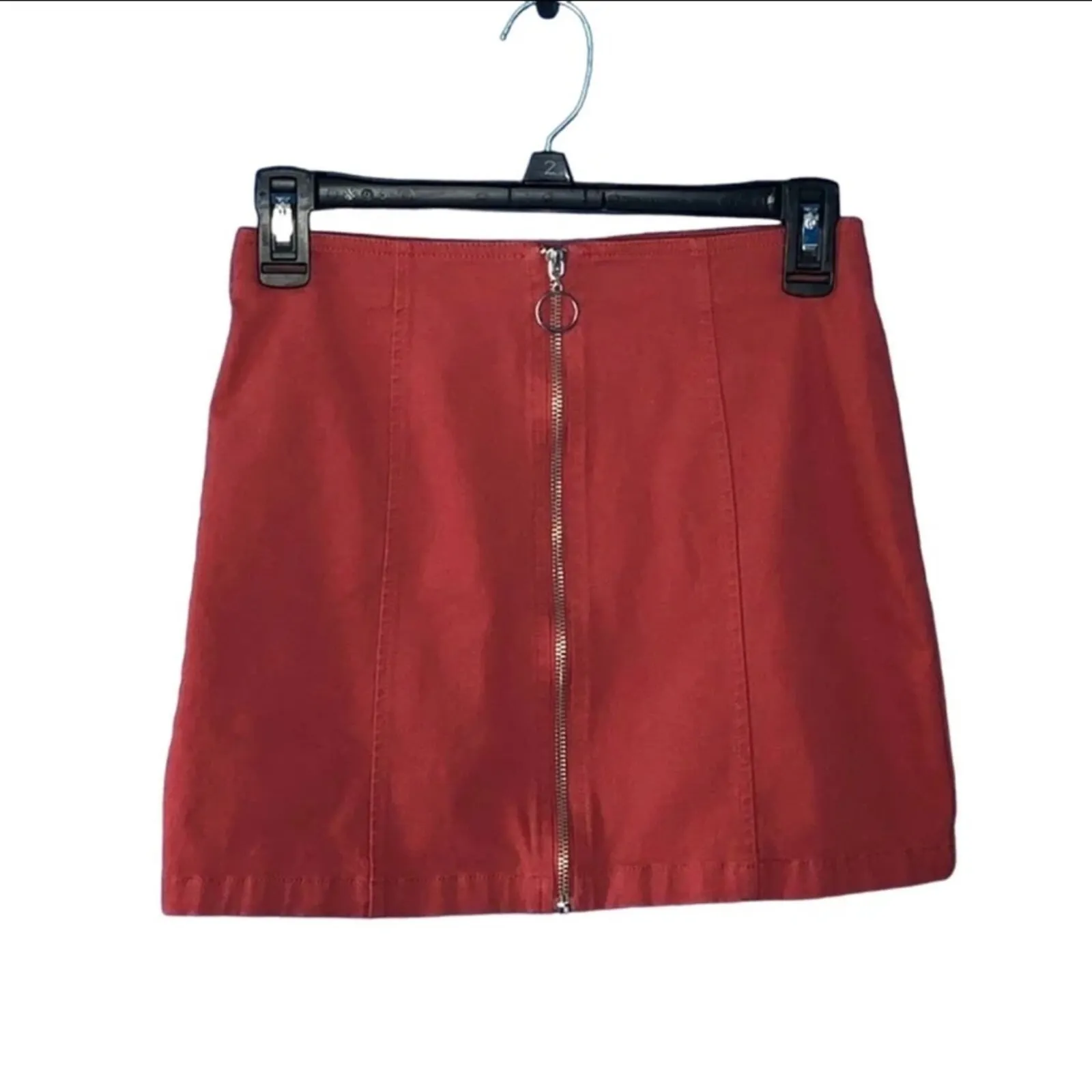 Forever 21 Salmon Red O-Ring Zipper Mini Skirt Y2K Grunge Retro Size Small - Image 3