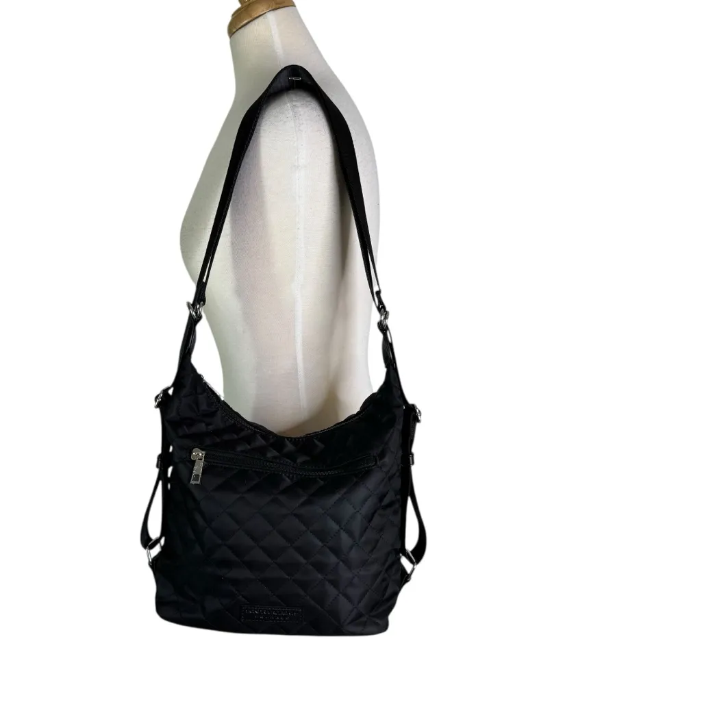 NEW Sondra Roberts Squared Convertible Quilted Nylon Tote Backpack in Black - Image 3
