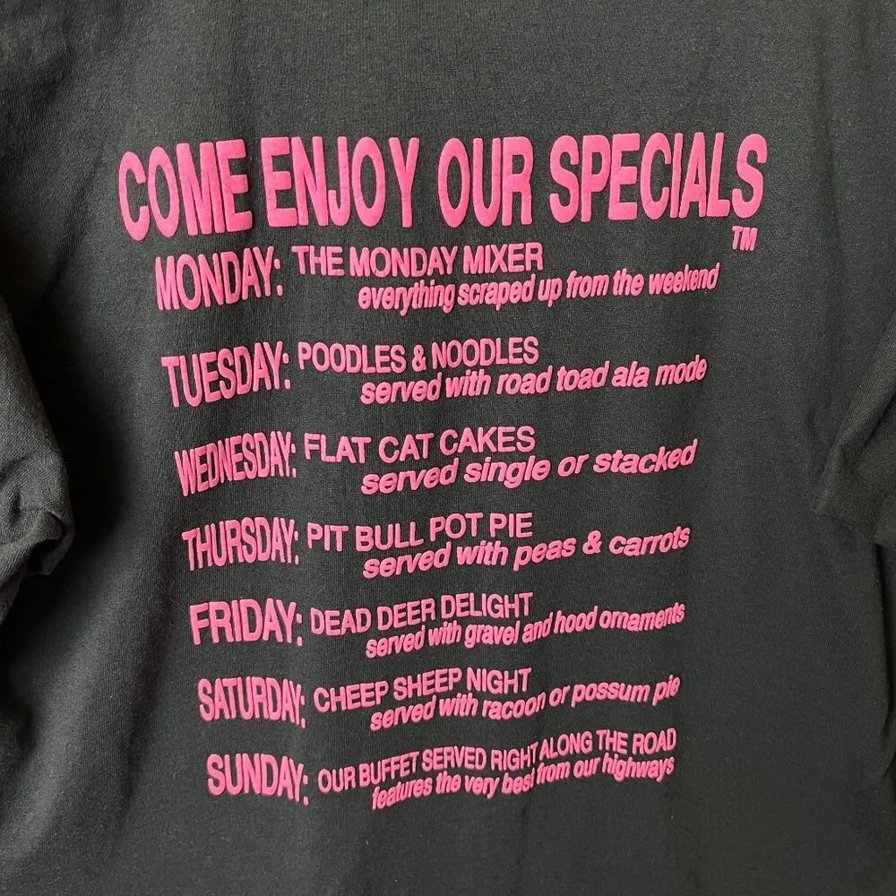 1990s Roadkill Cafe Single Stitch Tee M Funny Menu Graphic Black USA Unisex Fit Size M - Image 8