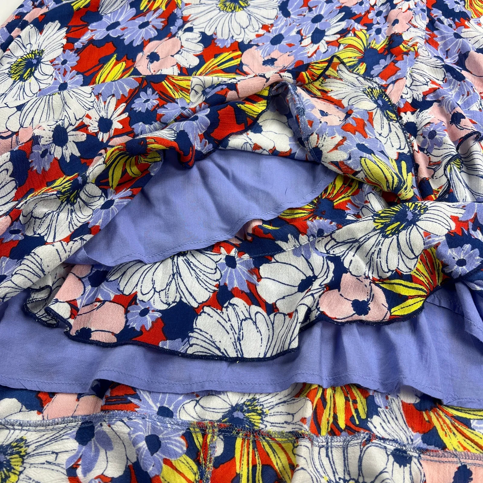 Anthropologie Maeve Sybil Floral Ruffle Wrap Skirt Daisies Purple Pink Size M Size M - Image 10