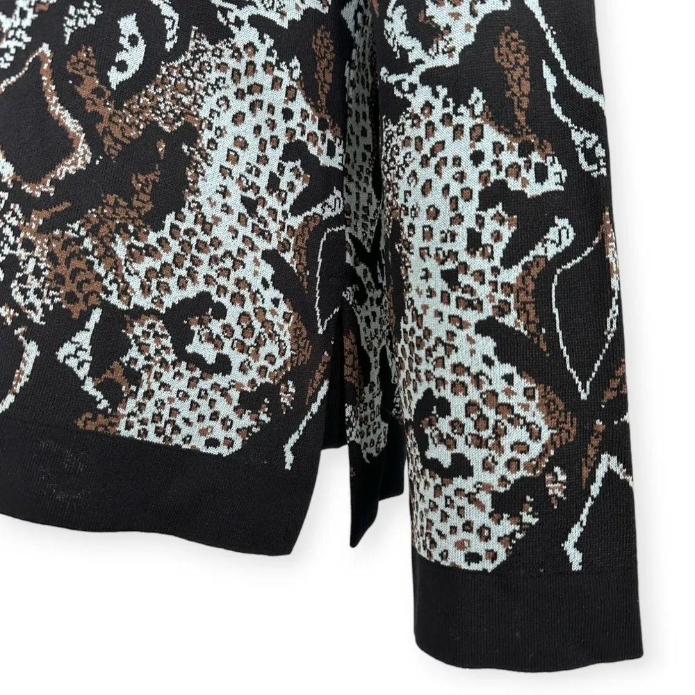 Misook | XS | Blue Knit Animal Reptile Print Full-Zip Cardigan Sweater Jacket - Image 7