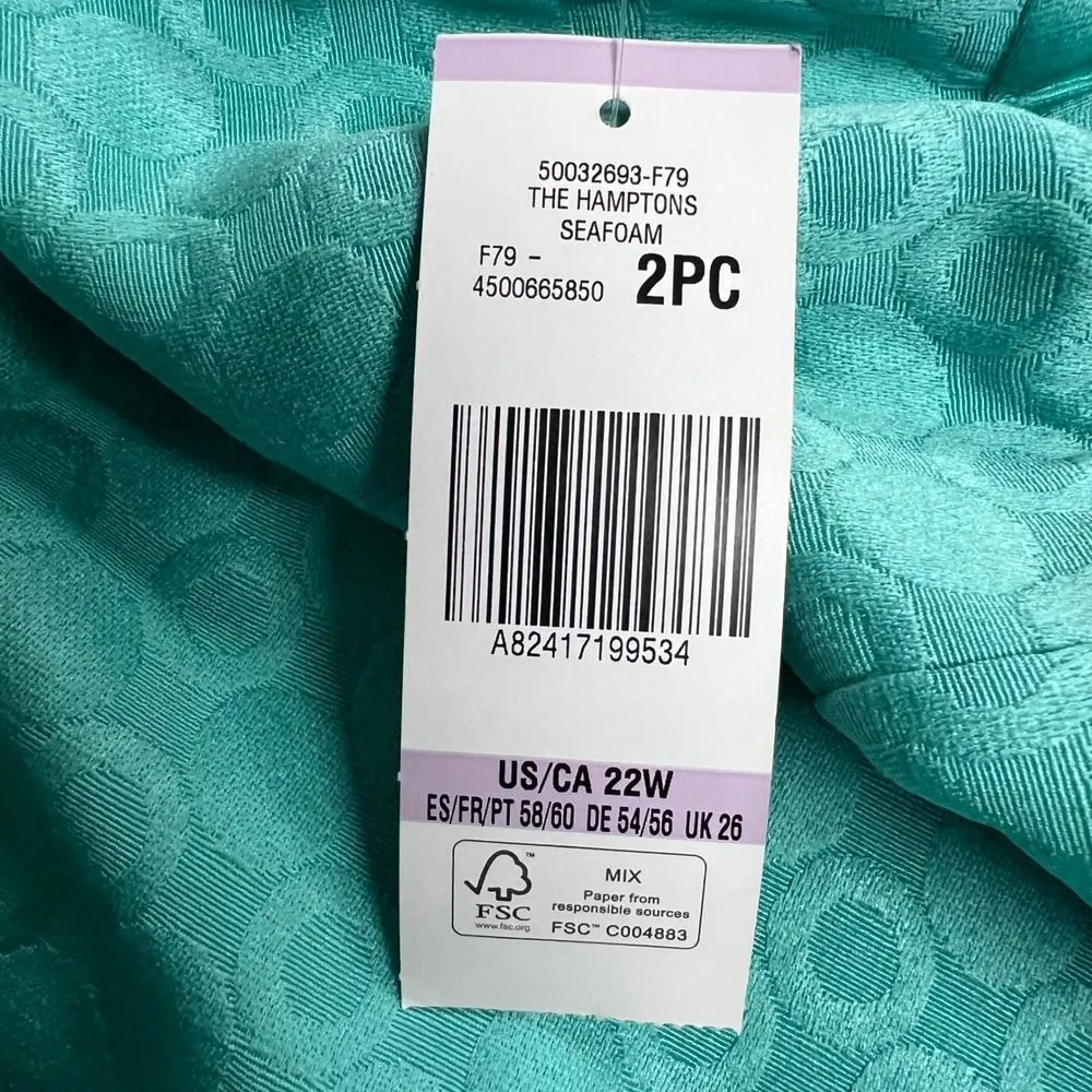 LE SUIT Seafoam Skirt Suit Set Size 22W Circle Pattern Elastic Waist SEE DESCRI - Image 14