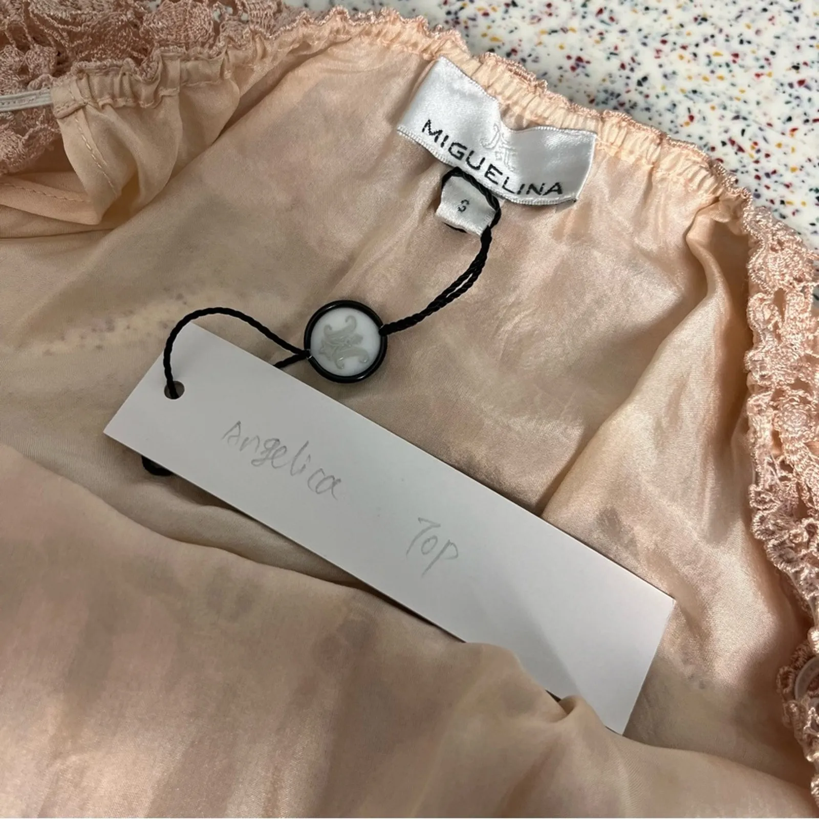 NWT Miguelina Angelica Tiered Lace Tank Top Blouse Mauve Pink Size Small - Image 4