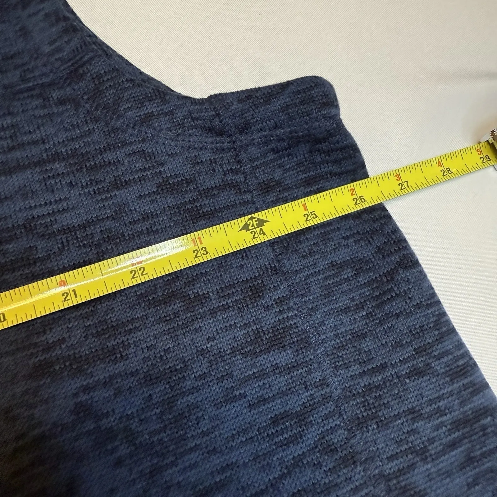 Lands End Vest Sleeveless Jacket Knit Mens Zip Up Navy Blue Trendy Pockets 2XL # - Image 6