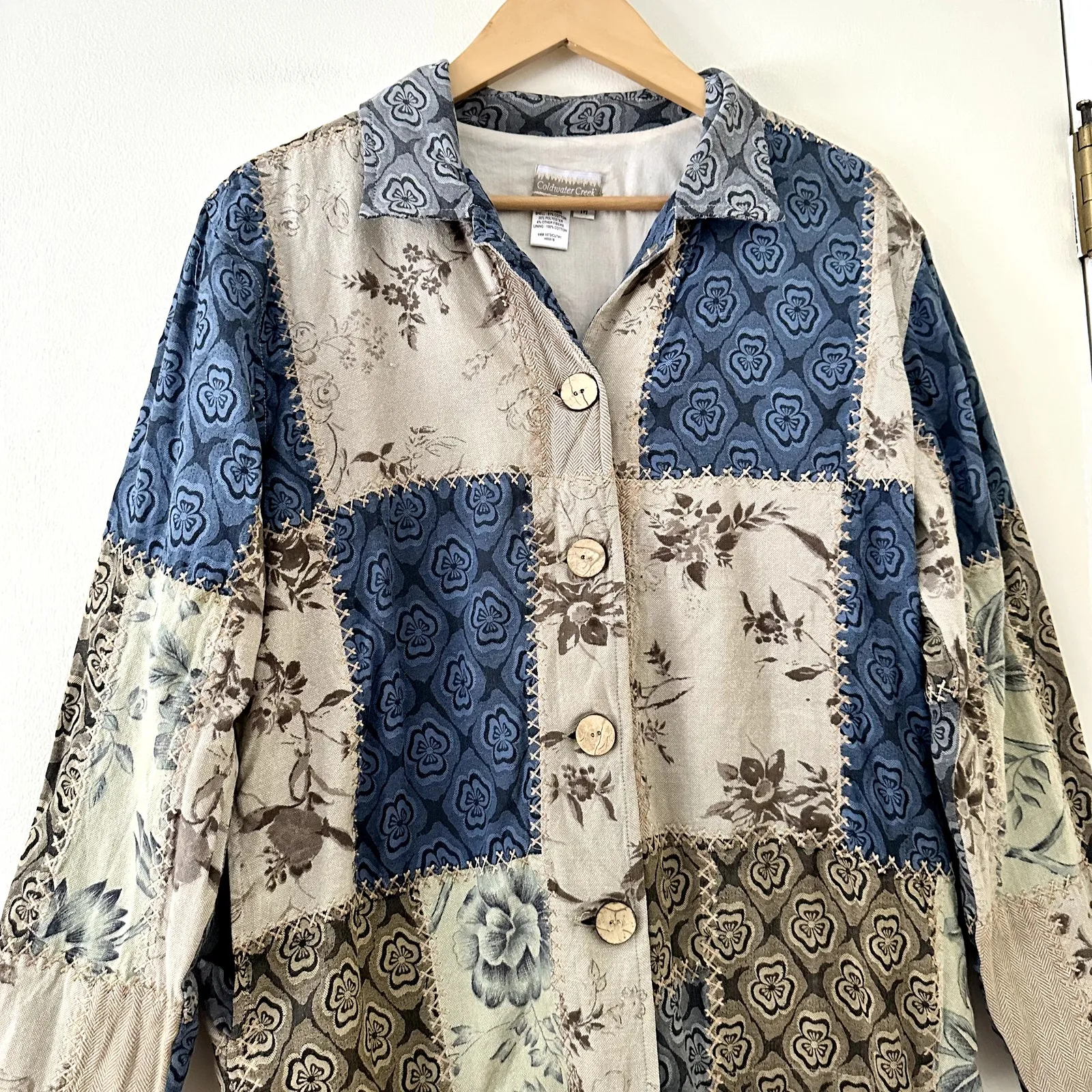Coldwater Creek  Floral Patchwork Cotton Jacket Sz M - Image 2