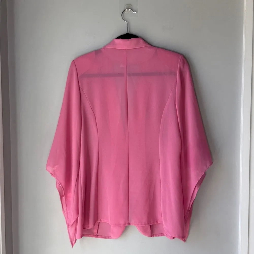 Tally Taylor Beaded Eyelet Embellished Flare
Sleeve Semi Sheer Blouse Pink Size 8 - Image 4