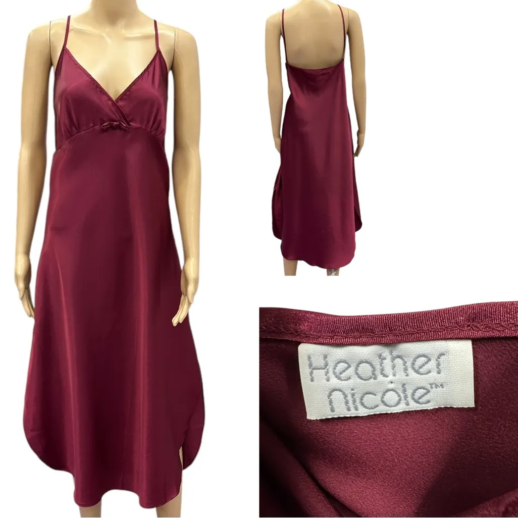 Vintage Heather Nicole By Cinema Etoile Burgundy Slip Dress Nightgown Womens 2X Red - Image 2