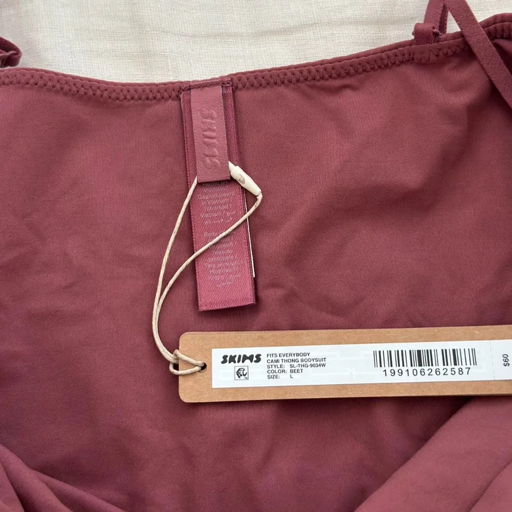 Skims Fits Everybody Cami Bodysuit in Beet, Size Large - Image 8