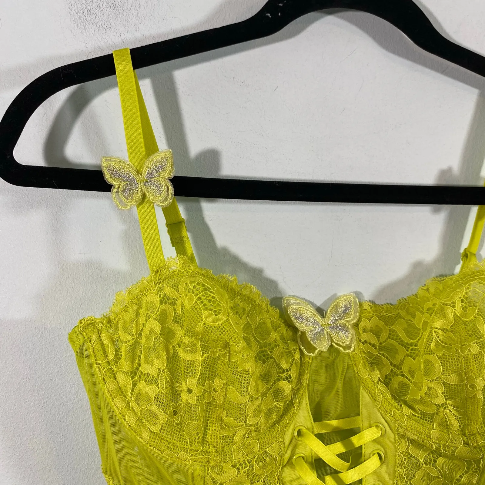 Betsey Johnson X Forever 21 Neon Green Butterflies Lace Corset Cami Top Size M Size M - Image 4