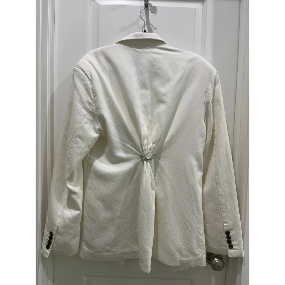 NA-KD One Button Detail Oversized White Blazer Sz L - Image 7