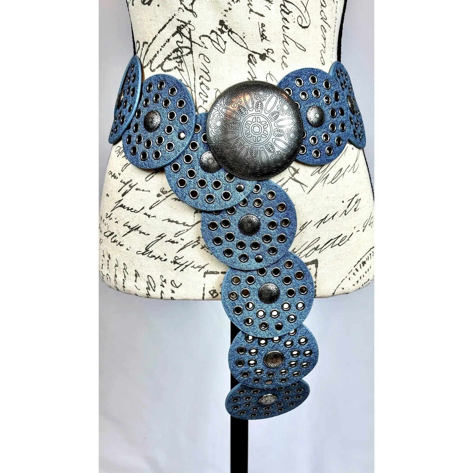 8 Other Reasons Montana Stallion Belt Studded Blue Denim 43" - Image 3