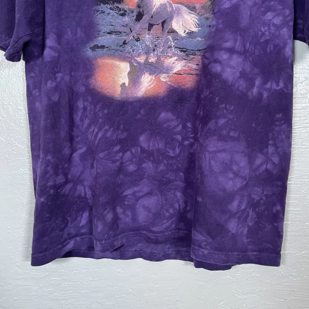 Vintage The Mountain Kids XL Women S Purple Horse Sunset Tie Dye T-Shirt Cotton - Image 2