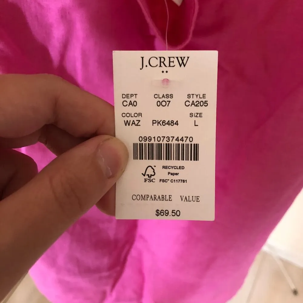 J. Crew Factory NWT Women's Linen Blend Square neck Tank Top Pink Wild Azalea L Size L - Image 5