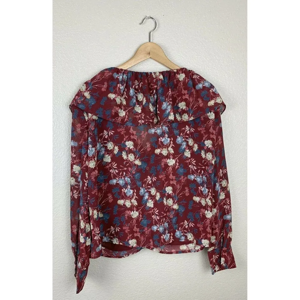 Vici Collection Floral Ruffle Button Front Top - Image 5