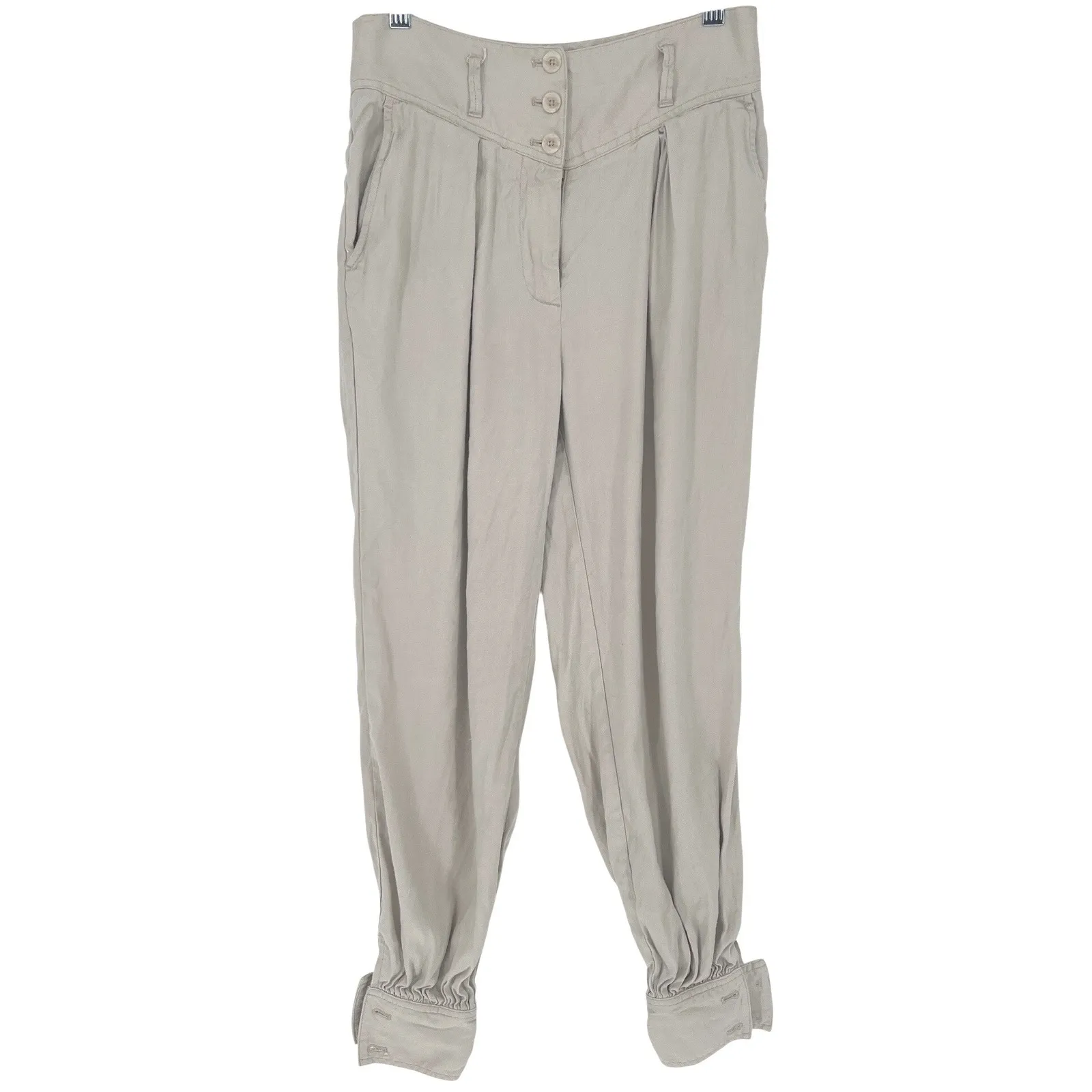 By Anthropologie Johanna Marie Linen Blend Joggers Cream Size 0 Boho EUC - Image 3