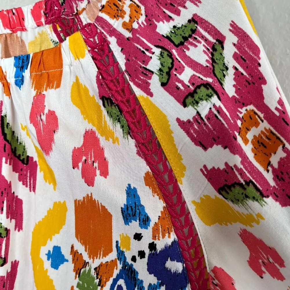 Calessa Plus Size Colorful Ikat Print Boat Neck Flared Sleeve Top 3X Pink - Image 5