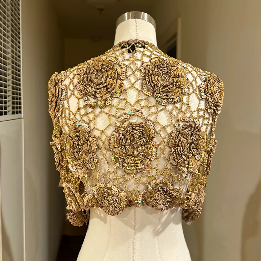 Vintage Y2K sequin open knit short sleeve shrug - Image 3