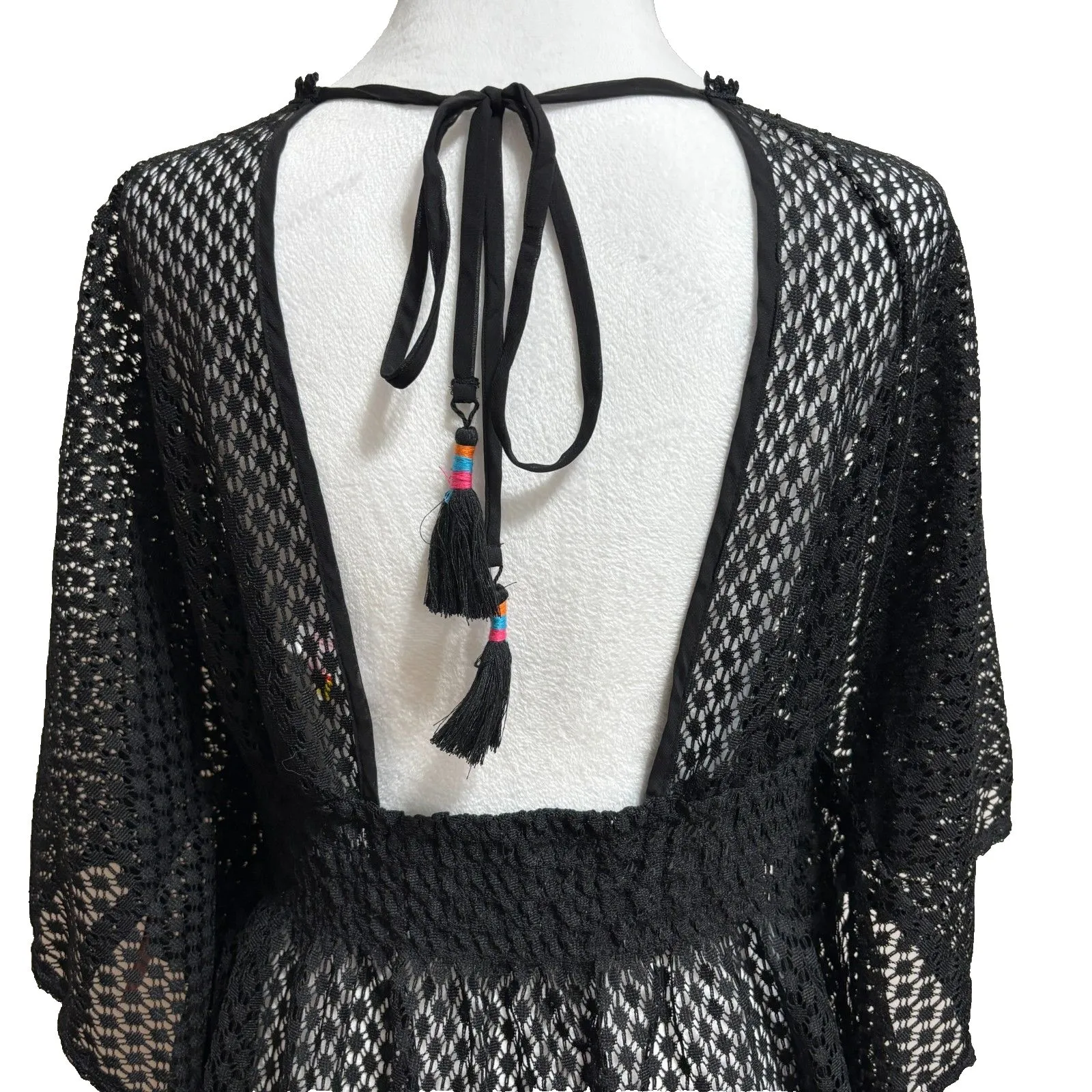 Xhilaration Swimsuit Cover Up Womens XL Black Mesh Tassel Tie NWT Holiday Gift - Image 5