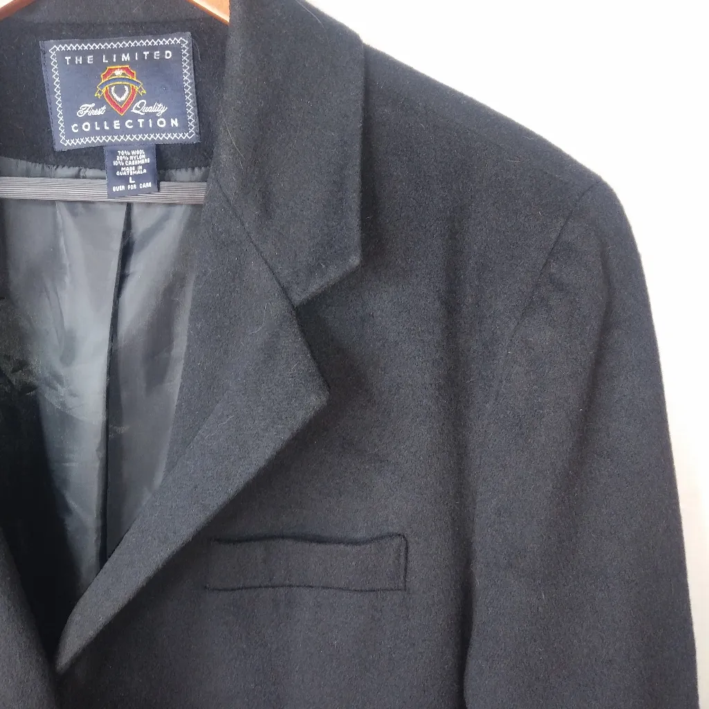 Express L Black Italian Wool Cashmere Coat - Image 4