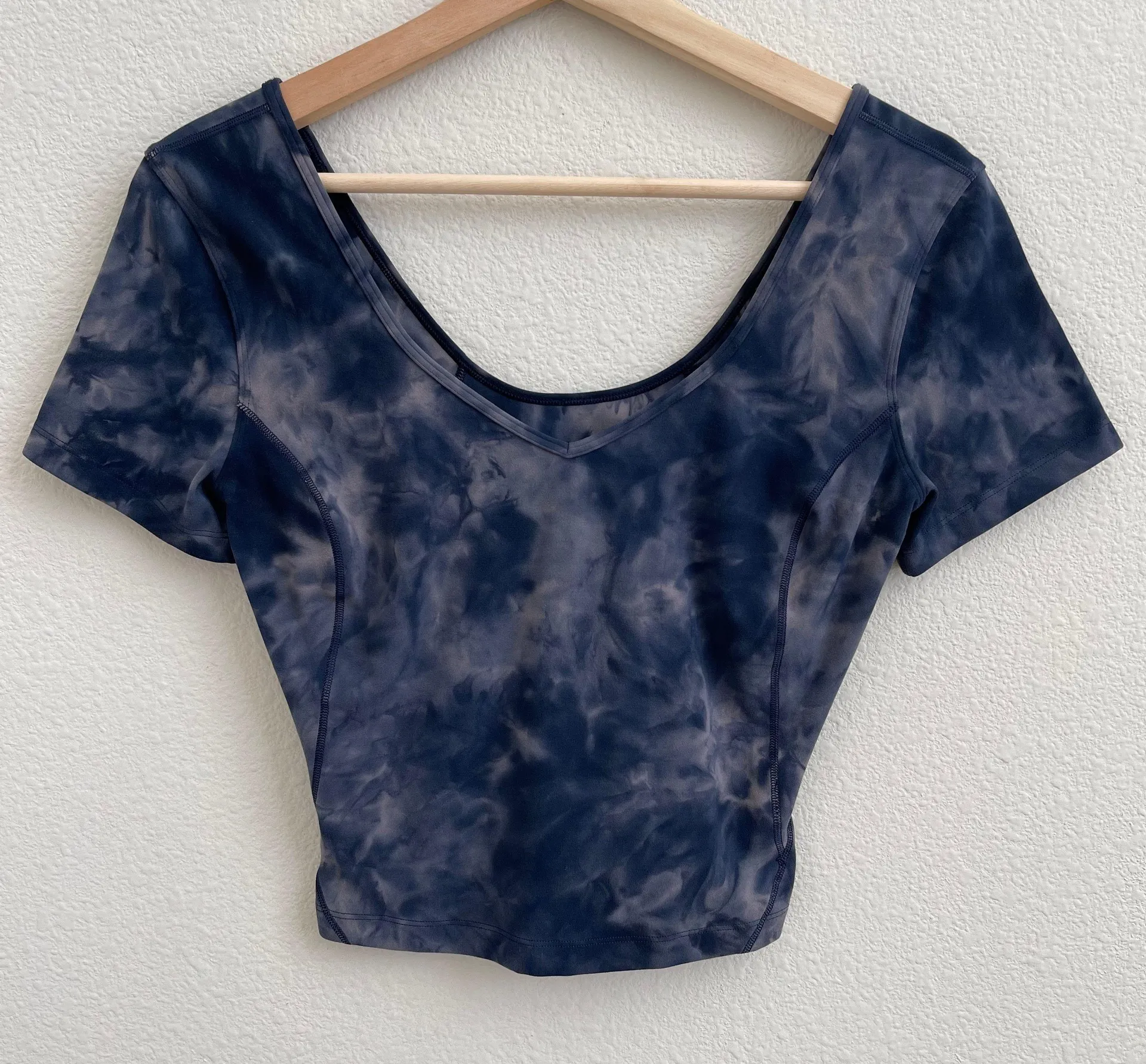 Diamond Dye Lunar Rock True Navy Cropped Nulu Workout Align T-Shirt - Image 3