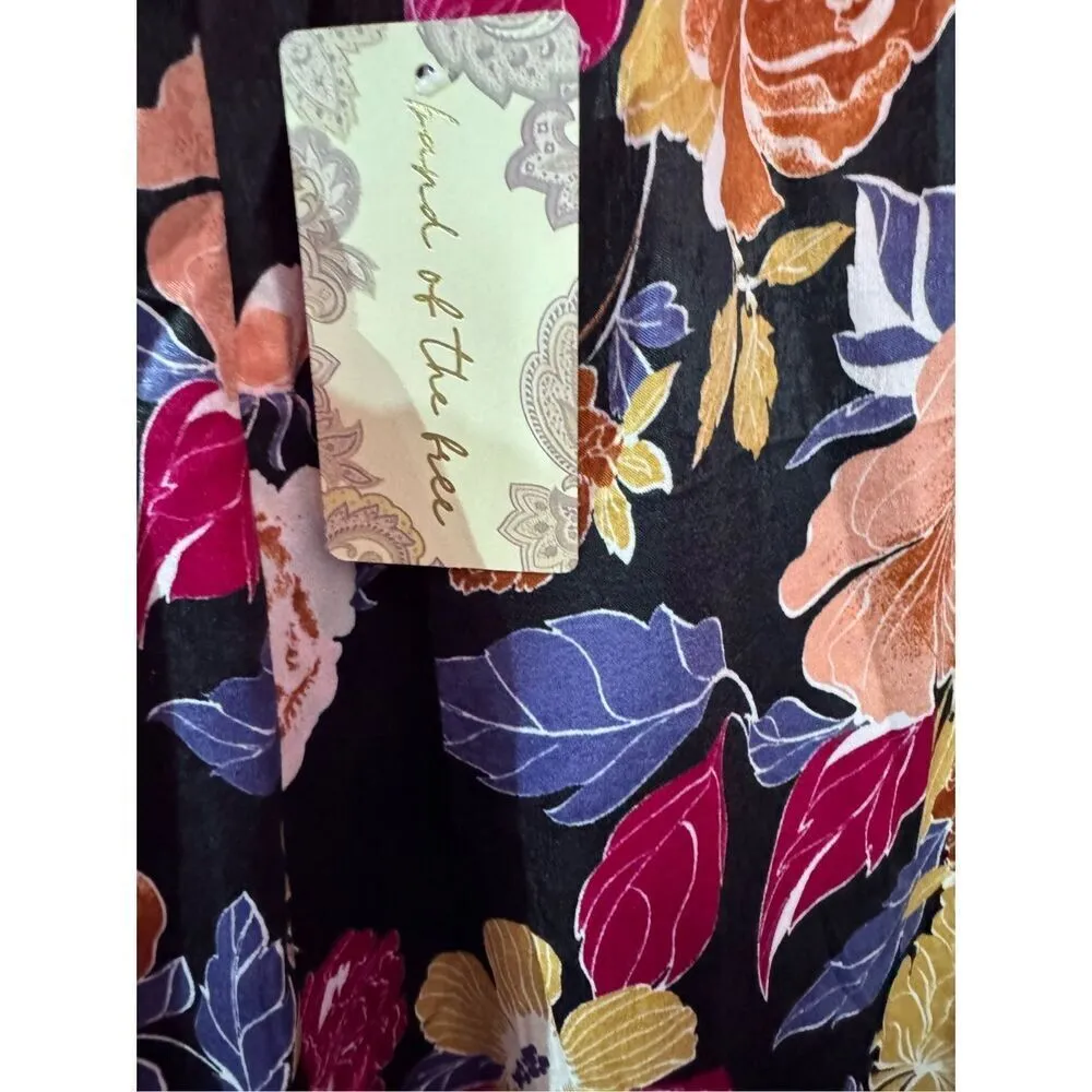 Band Of The Free Lilou Black Floral Slip Skirt Midi Size Small NWT - Image 5