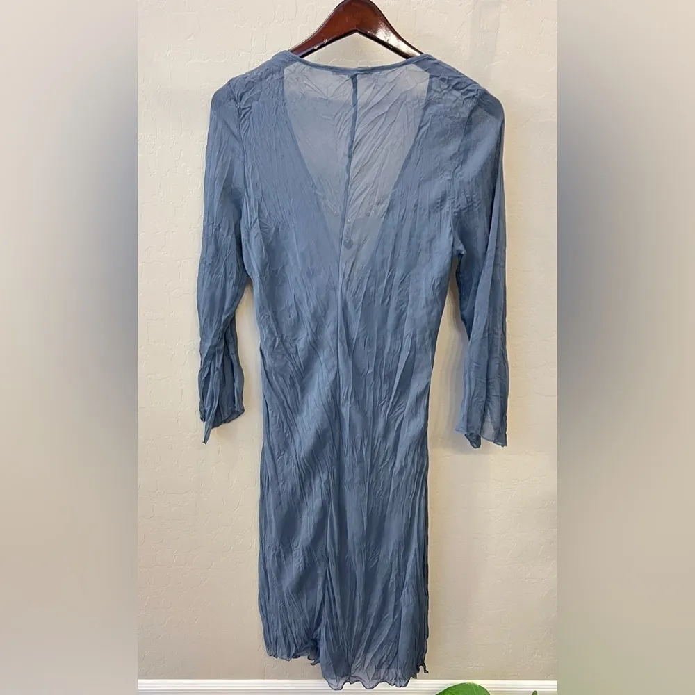 Y London crinkled sheer beach cover, long split sleeve, blue grey sz M(42 Eur) Size M - Image 4