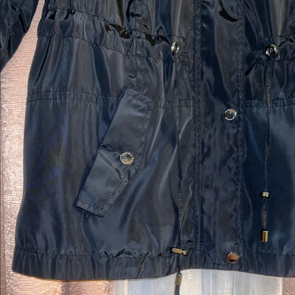 Nicole Miller Size PS Black Hooded Utility Jacket with Collared Neckline - Image 2