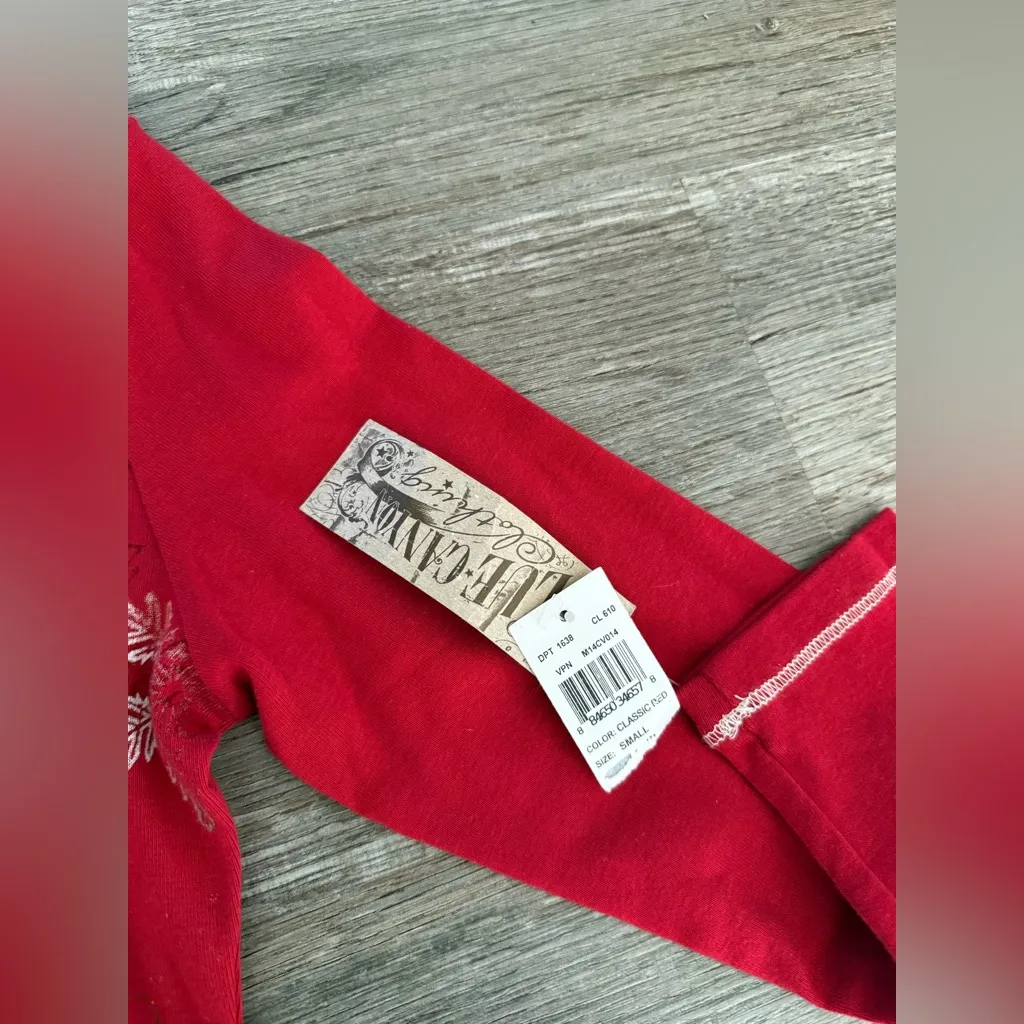 VTG Festive Santa Christmas Long Sleeve Shirt Hippie Boho Magical Red Size XS S - Image 5