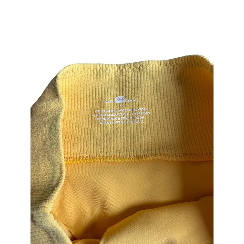 Toast Swim X Free People Signature Banded Waist Bikini Bottom Sunset Rib Small Yellow - Image 5