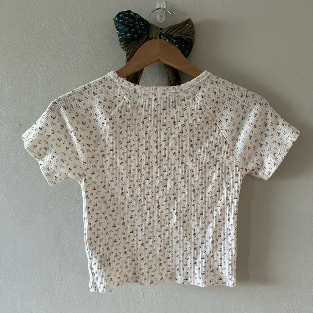 Ditsy Floral Pointelle Crop Top - Image 2