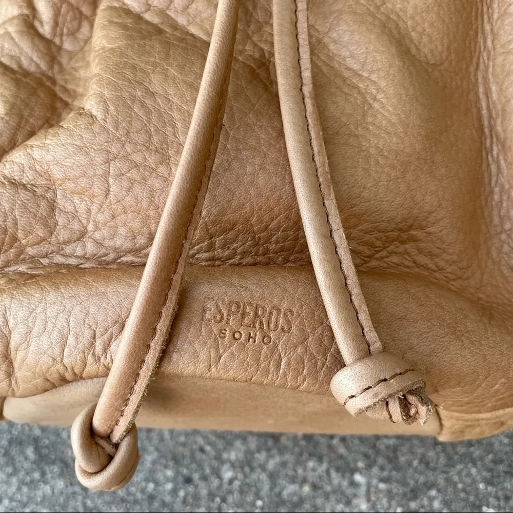 NWT Esperos Soho Leather Bucket Bag- Tan - Image 8