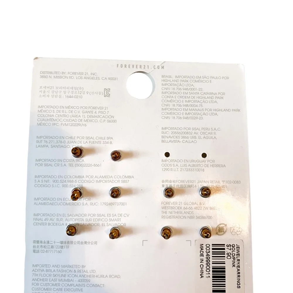 Forever 21 Faux Pink Gold Tropical Summer Women Teen Stud Earring Pack - Image 2