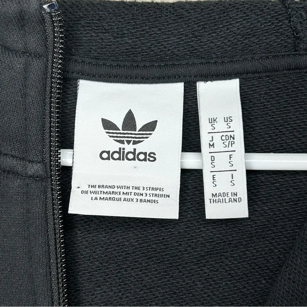 Adidas black & white 3 stripe full zip sweater with nylon sleeves size S - Image 6