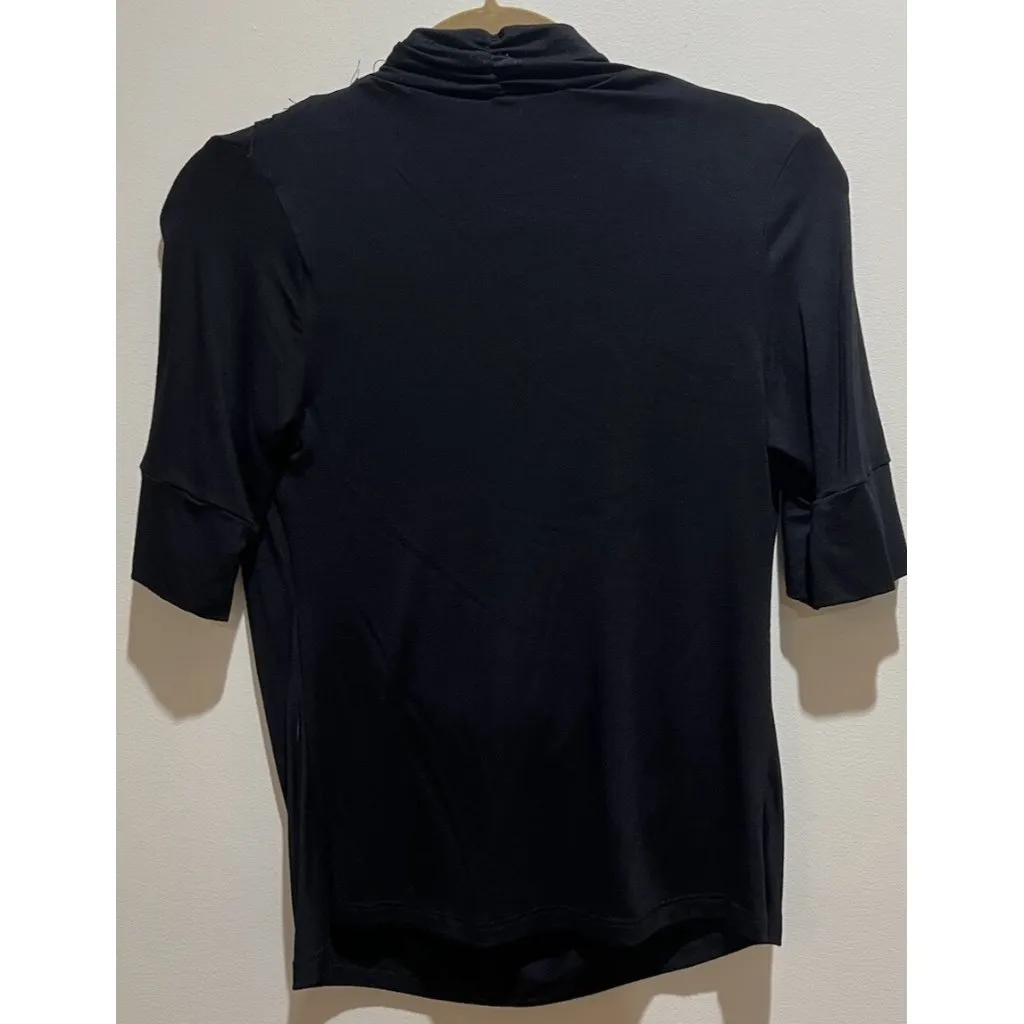 NWT ~ Double Zero Scoop Neck Short Sleeve Blouse ~ Size Medium ~ Black - Image 4