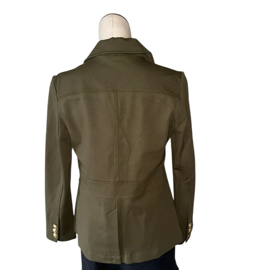 NWOT JOIE Gold Button Fitted Military Blazer Jacket Green Medium - Image 5