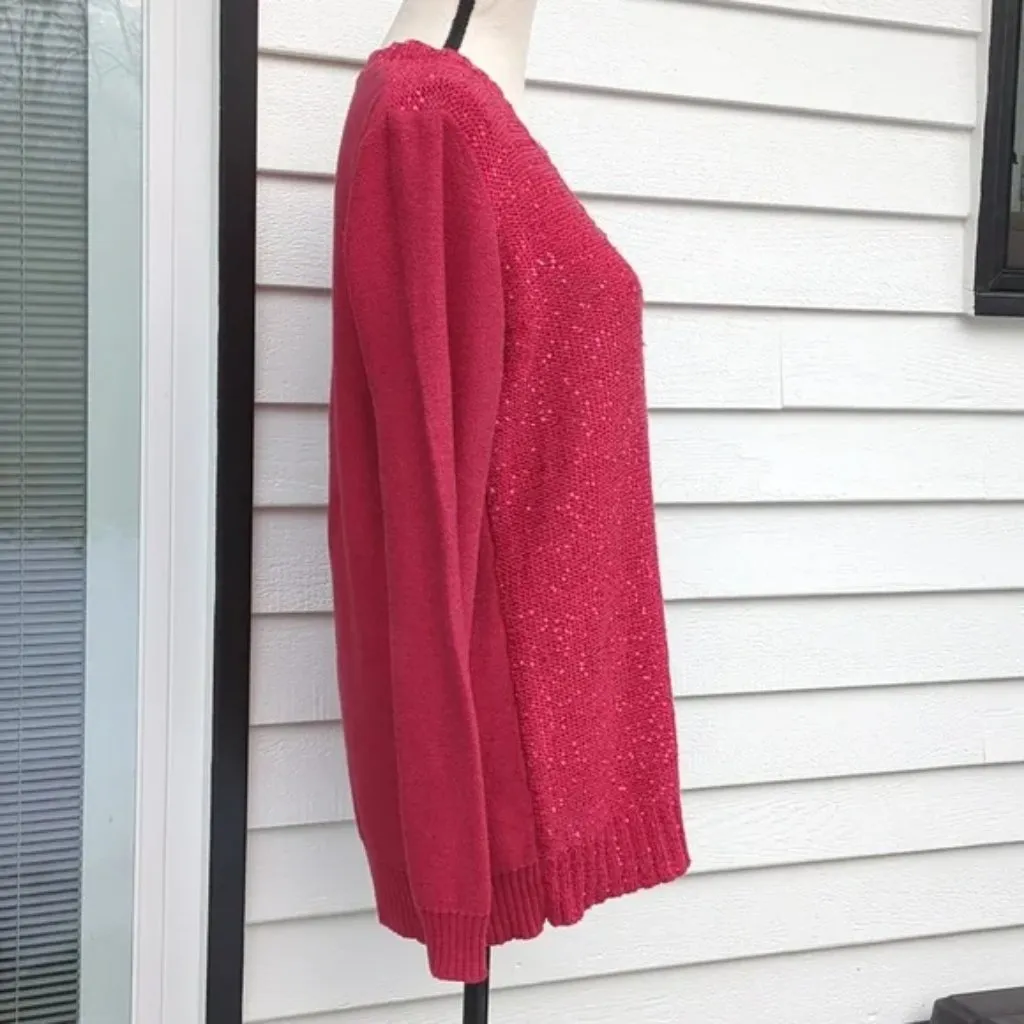 Charter Club Sequin Front V-Neck Knit Sweater | Red V-Neck Sweater with Sequins - Image 4
