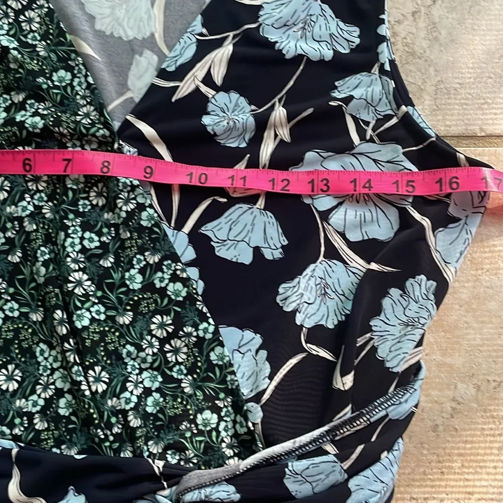 J Jason Wu Sleeveless Peplum City Twisted Knot Knit Top Blue Floral - Image 11