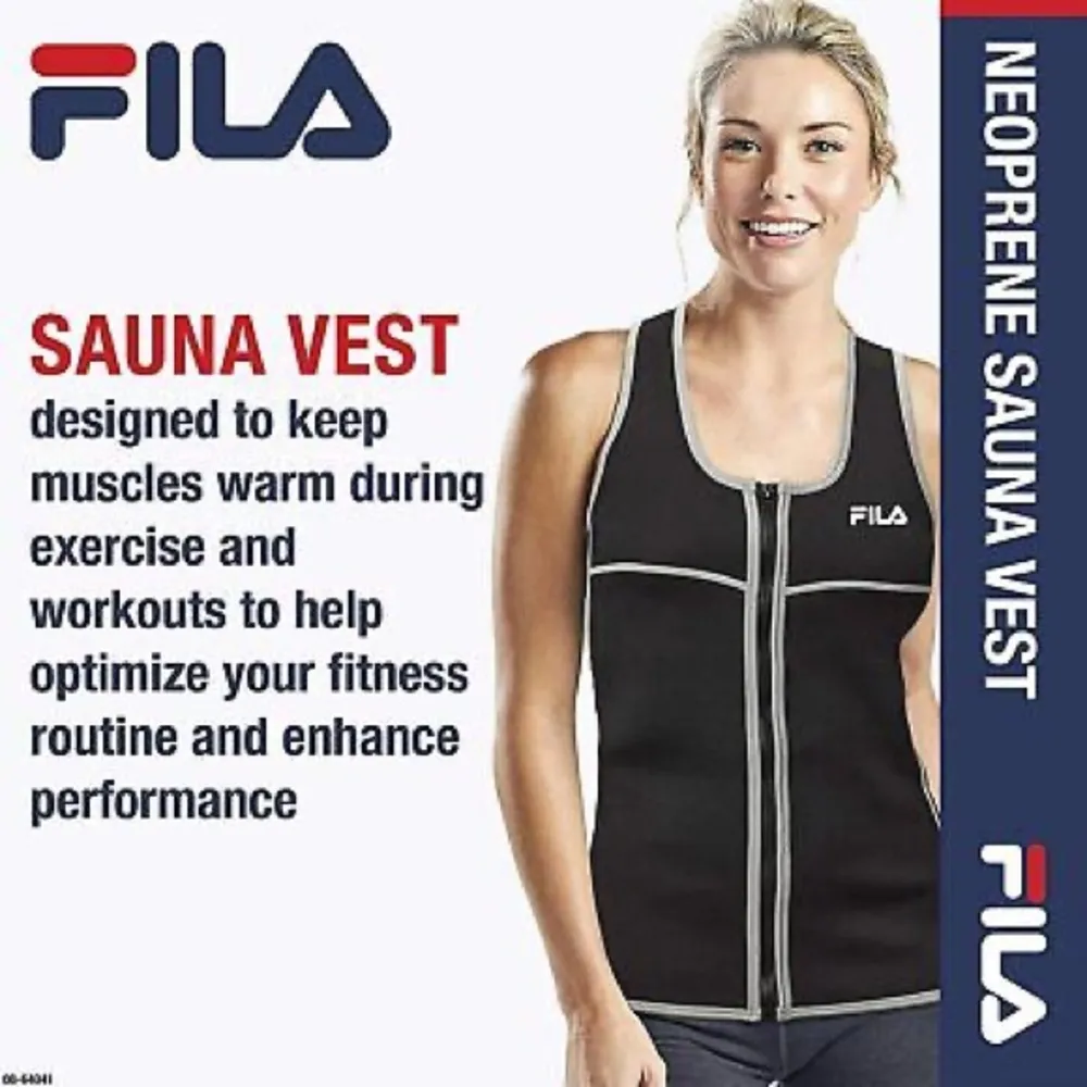 FILA neoprene zipper up vest swimming sauna race running triathlon workout - Image 2