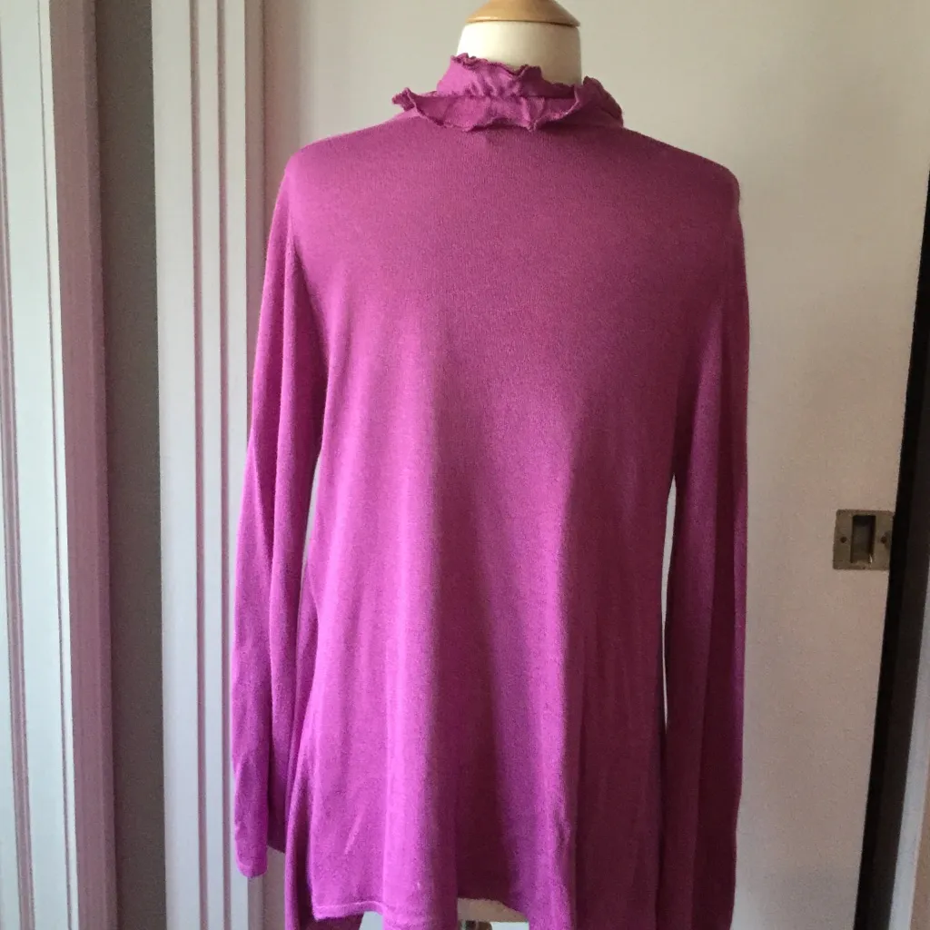 Adrienne Vittadini Purple Ruffled Cardigan - Image 3