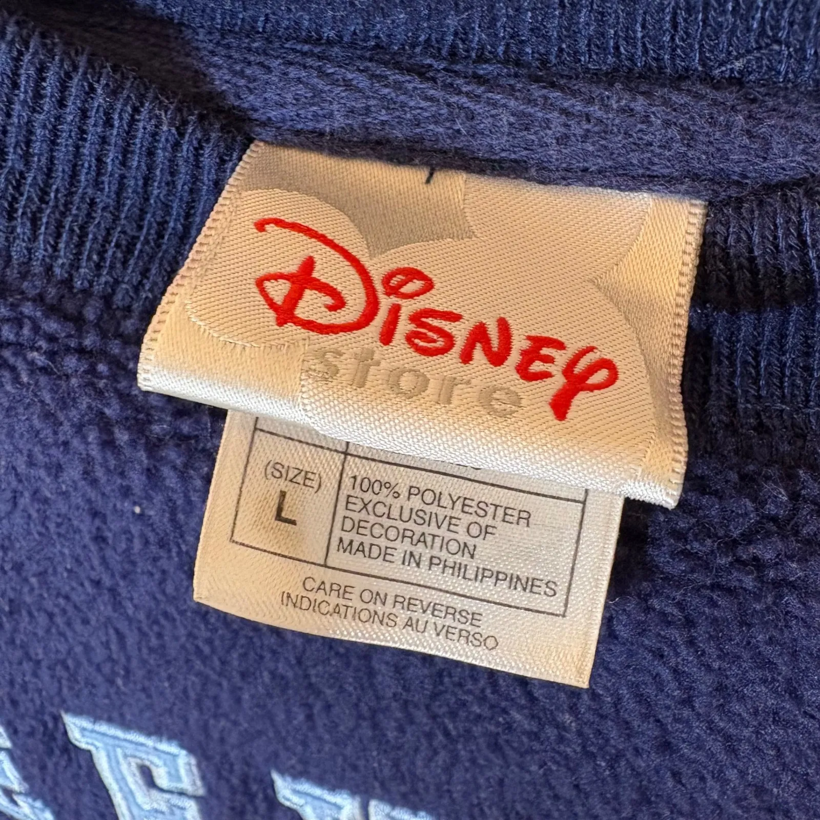 Disney Store Eeyore Y2K Fleece Pullover Sweatshirt Navy Blue Size Large - Image 3