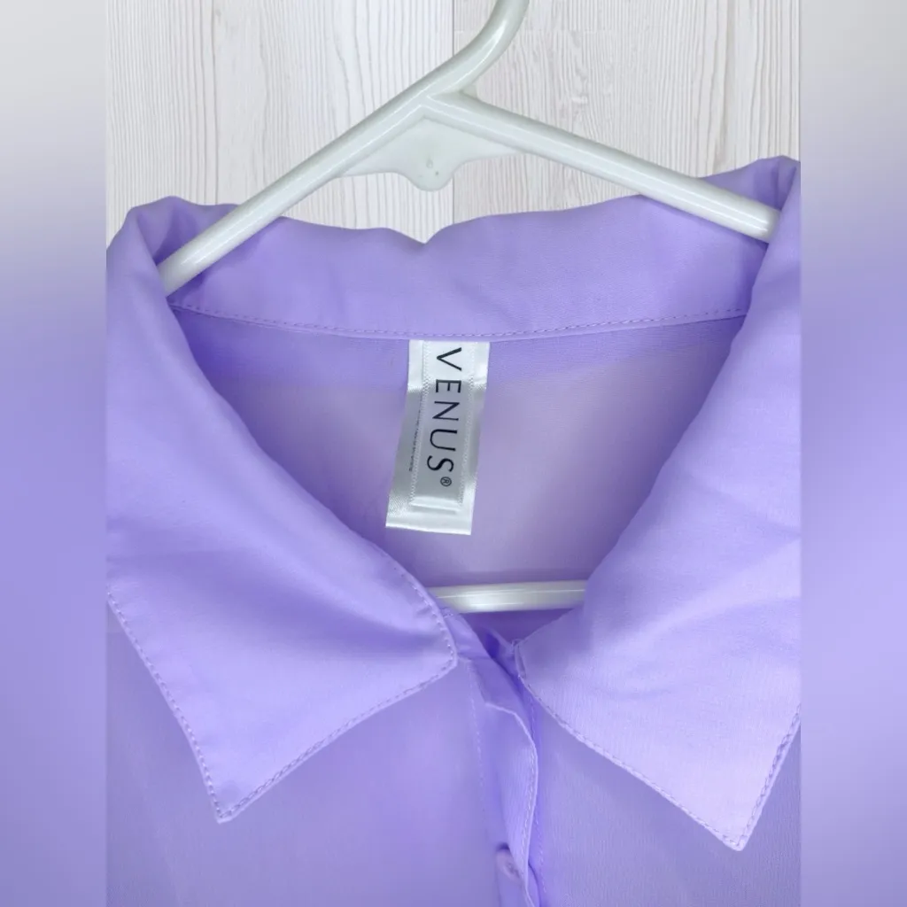 Venus  Women’s Sheer Casual Button Down Blouse - Image 4