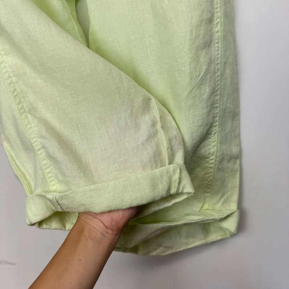 NWT J.Jill Love Linen Relaxed Pants Sz Large Lemon Lime Cuffed Hem - Image 8